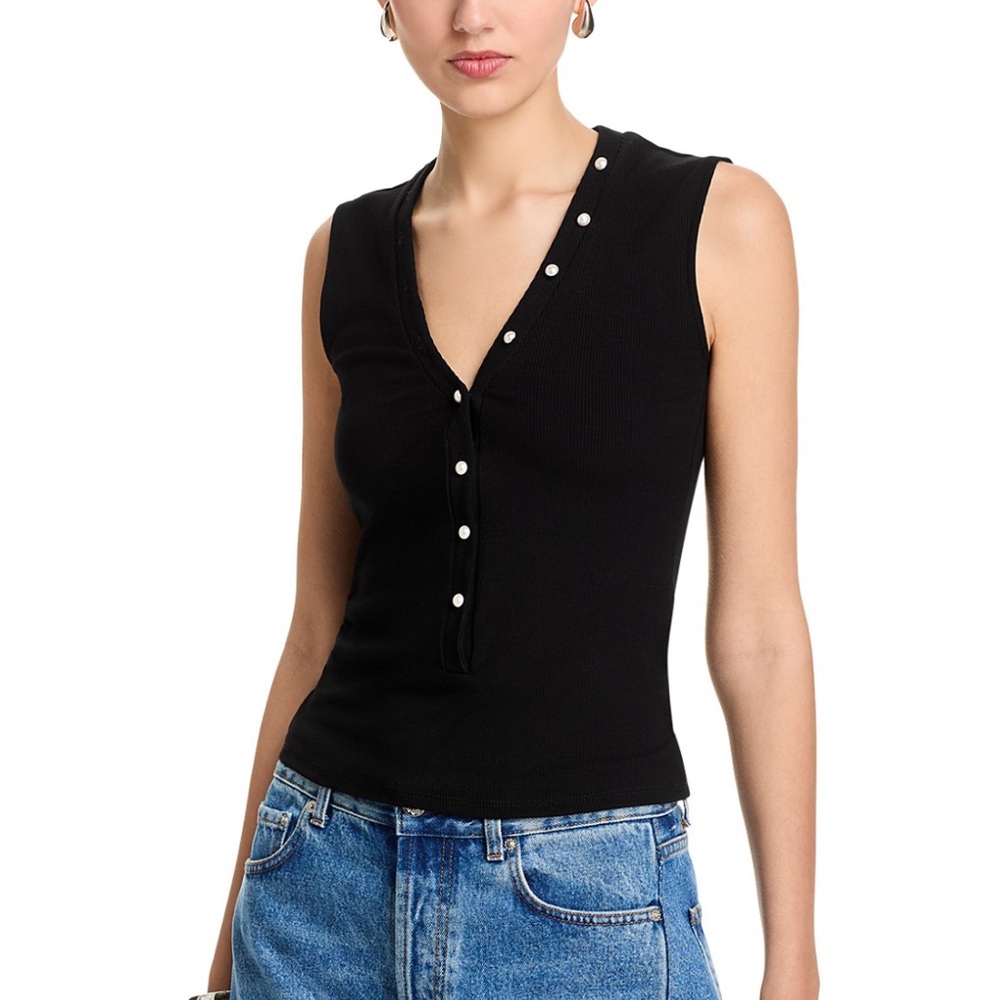 Generation Love : Zoelle Rib Tank size XS, pearl buttons, NEW WITH TAGS